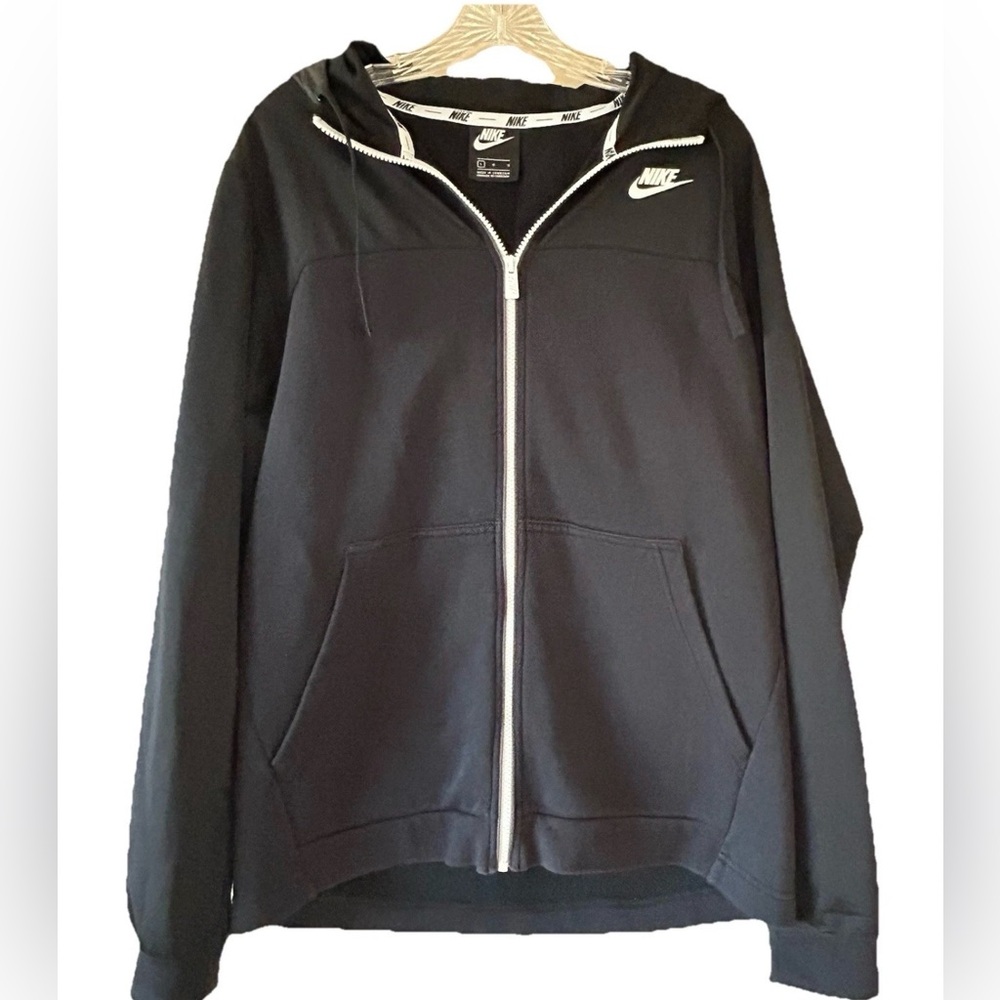 Nike Men's Full Zip Tech Fleece Hoodie, Black, Logo Front & Back, Size Large EUC